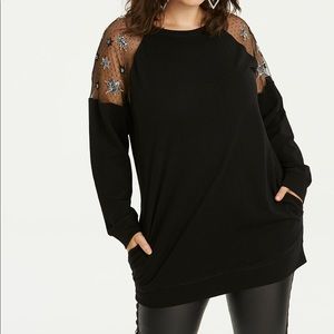 Mesh shoulder sweatshirt